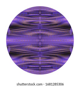 Round abstract vector background with linear ornamental bright violet texture with moire effect isolated on white . Contemporary web design.