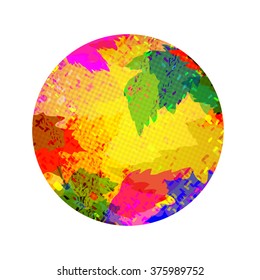 Round abstract vector background of multi-colored leaves with space for text