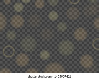 Round abstract yellow bokeh light, lights, minimalist. Vector illustration isolated on transparent background.