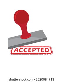 Round Accepted Stamp On White Background Vector stock illustration