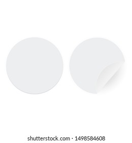 The round adhesive sticker is blank, simulated with curved corners. Blank white circular stripe And white circle vector sticker, icon illustrations and vector