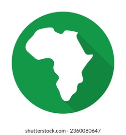 Icono de mapa y sombra de continente africano redondo. Vector.