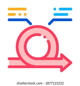 Round Agile Arrow Mark With Comments Vector Icon Thin Line. Agile Rocket And Document, Gear And Package, Loud-speaker And Stop Watch Illustration