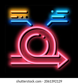 Marca de flecha ágil redonda con vector de signo de luz neón Comentarios. Icono brillante ilustración de símbolo transparente