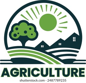 Round Agriculture, Firming, agro, organic vector logo Design
