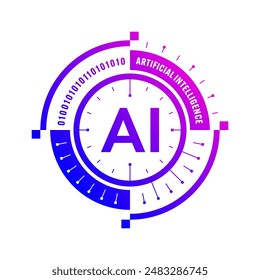 Concepto de inteligencia artificial redondo. logo de inteligencia artificial. inteligencia artificial e interfaz del mundo digital