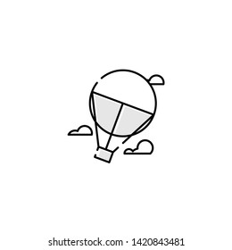 round air balloon. black and white line art