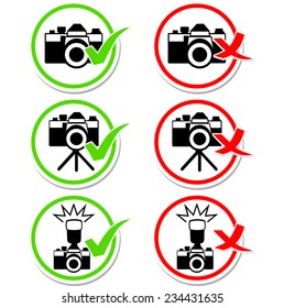 Round allowing and prohibiting camera signs