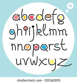  round alphabet handwritten style vector illustration