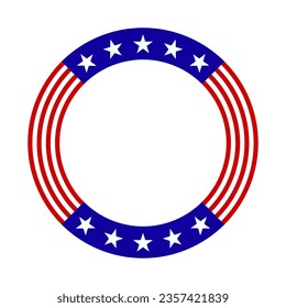 Round American flag frame. vector illustration