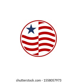 round american flag logo icon