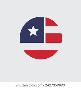 La bandera americana redonda con una estrella. bandera nacional. Ilustración vectorial aislada sobre fondo blanco.