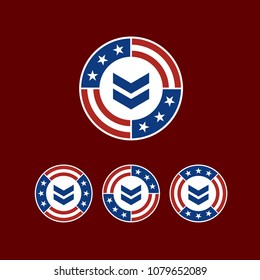 Round American Flag Ribbon with Military Ranks Logo Design inspiration