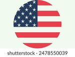 The round American flag. Star Spangled flag, American flag. Colorful national flag.digital illustration,computer illustration,vector illustration