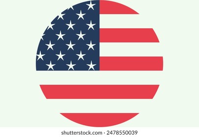 The round American flag. Star Spangled flag, American flag. Colorful national flag.digital illustration,computer illustration,vector illustration