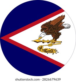 Round American Samoa Flag Vector Icon Circular American Samoan Flag Button Element