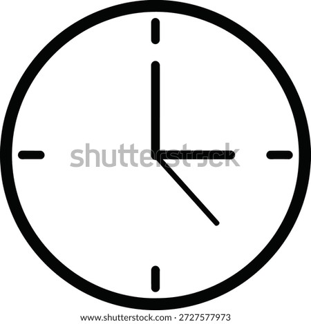 Round analog clock face vector. Minimalist time measurement symbol. Simple circle watch dial illustration for apps.