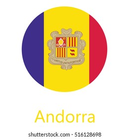 Round Andorra flag vector icon isolated, Andorra flag button