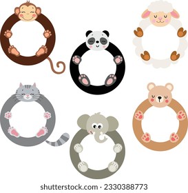 Round animals frames isolated on white