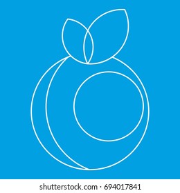 Round apple with leaves icon blue outline style isolated vector illustration. Thin line sign