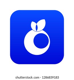 Round apple with leaves icon digital blue for any design isolated on white vector illustration