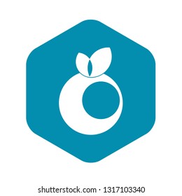 Round apple with leaves icon in simple style isolated on white background vector illustration