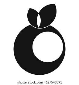 Round apple with leaves icon in simple style isolated on white background vector illustration