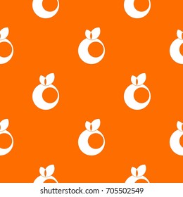 Round apple with leaves pattern repeat seamless in orange color for any design. Vector geometric illustration