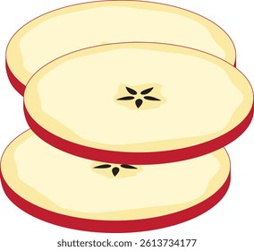 round apple slices vector drawing.