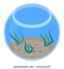 Round aquarium icon. Isometric of round aquarium vector icon for web design isolated on white background