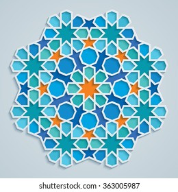 Round arabic geometric pattern colorful mosaic