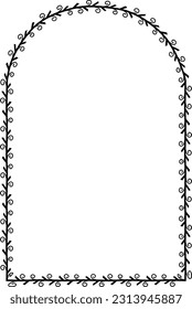 Round Arch Leaf rectangular frame architectural window door ornate flower frame floral leaf borders natural Botanical Branches decoration wedding anniversary celebration beautiful arabesque Elements