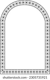 Round Arch rectangular frame architectural window door ornate flower frame floral leaf borders natural blossom decoration wedding card anniversary celebration beautiful arabesque motif pattern