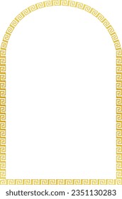 Round Arch rectangular frame architecture window door Greek key pattern Greek meander Luxury golden frame gold pattern ornate ornamental borders decorative decor