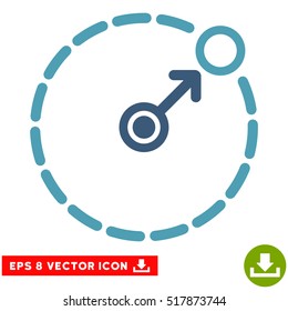 Round Area Border EPS vector pictograph. Illustration style is flat iconic bicolor cyan and blue symbol on white background.