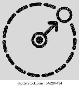 Round Area Border grainy textured icon for overlay watermark stamps. Flat symbol with unclean texture. Dotted vector black ink rubber seal stamp with grunge design on a light gray background.