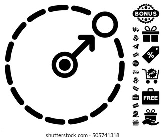 Round Area Border icon with free bonus pictures. Vector illustration style is flat iconic symbols, black color, white background.