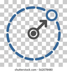 Round Area Border vector pictograph. Illustration style is flat iconic bicolor cobalt and gray symbol on a transparent background.