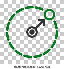 Round Area Border vector pictograph. Illustration style is flat iconic bicolor green and gray symbol on a transparent background.