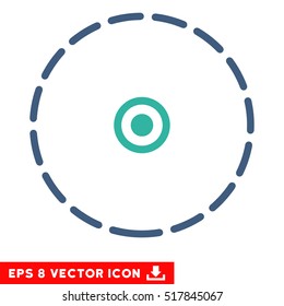 Round Area EPS vector pictograph. Illustration style is flat iconic bicolor cobalt and cyan symbol on white background.