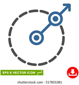 Round Area Exit EPS vector pictograph. Illustration style is flat iconic bicolor cobalt and gray symbol on white background.