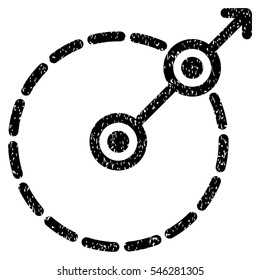 Round Area Exit grainy textured icon for overlay watermark stamps. Flat symbol with dust texture. Dotted vector black ink rubber seal stamp with grunge design on a white background.