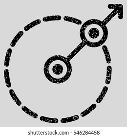 Round Area Exit grainy textured icon for overlay watermark stamps. Flat symbol with scratched texture. Dotted vector black ink rubber seal stamp with grunge design on a light gray background.