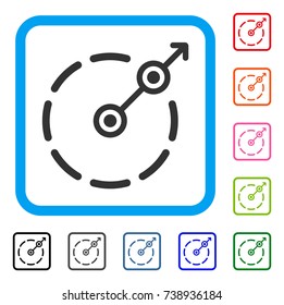 Round Area Exit icon. Flat grey iconic symbol in a light blue rounded rectangle. Black, gray, green, blue, red, orange color variants of Round Area Exit vector.