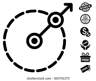 Round Area Exit icon with free bonus design elements. Vector illustration style is flat iconic symbols, black color, white background.