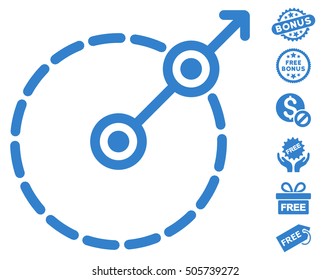 Round Area Exit pictograph with free bonus icon set. Vector illustration style is flat iconic symbols, cobalt color, white background.