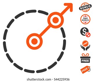 Round Area Exit pictograph with free bonus pictograms. Vector illustration style is flat iconic symbols, orange and gray colors, white background.