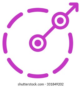 Round Area Exit vector icon. Style is flat symbol, violet color, rounded angles, white background.