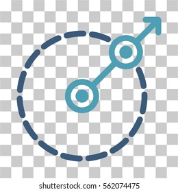 Round Area Exit vector icon. Illustration style is flat iconic bicolor cyan and blue symbol on a transparent background.