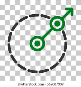 Round Area Exit vector pictograph. Illustration style is flat iconic bicolor green and gray symbol on a transparent background.